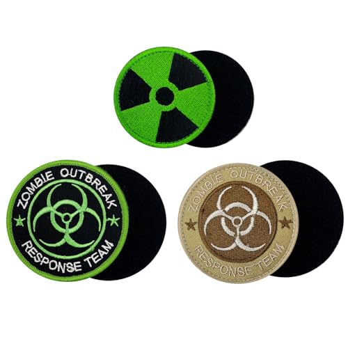 PatchShake Radiation Biohazard Zombie Virus Outbreak Embroidered Hook and Loop Patches, Tactical Patches, Military Army Morale Emblems