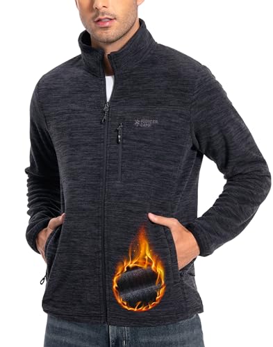 Pioneer Camp Men's Lightweight Polar Fleece Jacket Full Zip Antistatic Casual Coat Soft Warm Outwear with Zipper Pockets