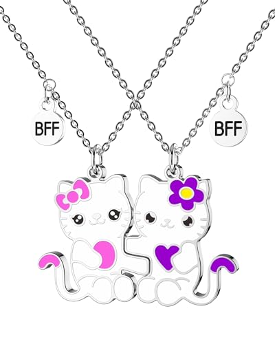 Yooborn Best Friend Jewelry BFF Necklace 2 Gifts a pair Cute Cats Matching Friendship Necklace for 2 Teen Girls BFF Sister.