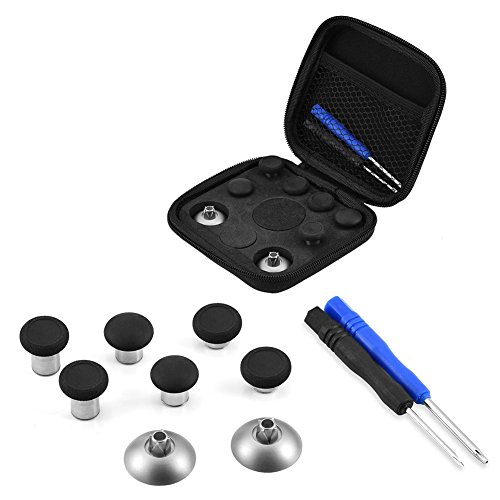 Eboxer 8 in 1 Metal Magnetic Thumbsticks Joysticks Replacement Kit, Analog Sticks Joysticks Repair Kit for PS4, for Xbox One, Including Stick Caps, Magnetic Base, Screw Drivers and Cloth Case