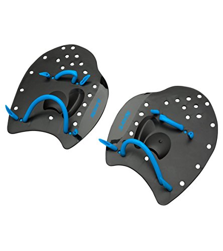 Sporti Power Swim Paddles - Swimming Training Hand Paddles - Adjustable Straps - Lap Swimming Gear (Small, Black)