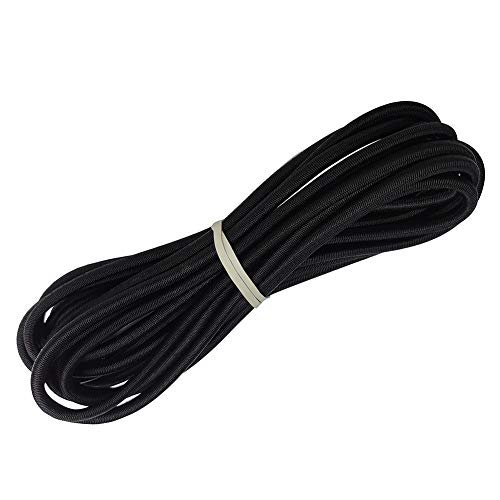 Joneaz Bungee Shock Cord Real Rubber UV Resistant 1/4' Diameter 50ft Length for Kayak Stretch String, Black Color