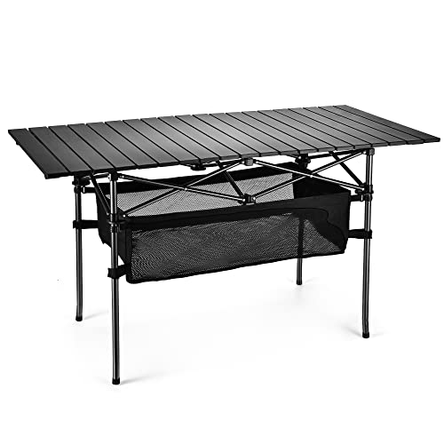 WUROMISE Sanny Outdoor Folding Portable Picnic Camping Table, Aluminum Roll-up Table with Easy Carrying Bag for Indoor,Outdoor,Camping, Beach,Backyard, BBQ, Party, Patio, Picnic