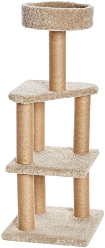 Amazon Basics Cat Tree Indoor Climbing Activity Tower with Scratching Posts, Large, 17.7' x 45.9', Beige