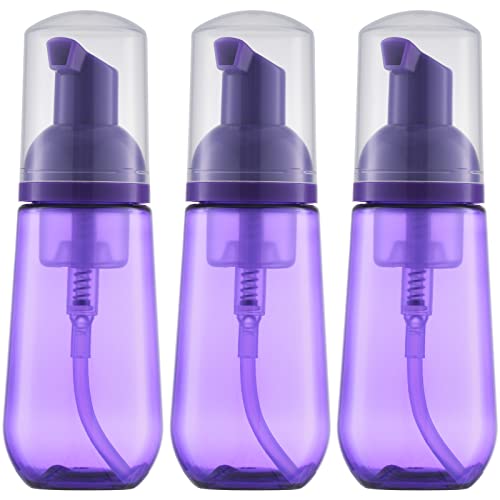 Tekson Soap Foam Bottle, Empty Travel Foaming Lash Shampoo for Cleanser, Dispenser (60ml, 2 fl oz, Purple)