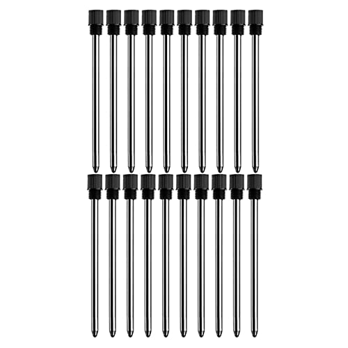 PASISIBICK 2.75'' Black Ink Crystal Pen Refills, Standard D1 Ballpoint Pen Refill (Remove Black Hat), Metal Refills(Pack of 20)