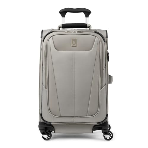 Travelpro Maxlite 5 Softside Expandable Carry on Luggage with 4 Spinner Wheels, Lightweight Suitcase, Men and Women, Champagne, Carry On 21-Inch
