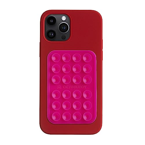 OCTOBUDDY - Silicone Suction Phone Case Adhesive Mount - Hands-Free, Strong Grip Holder for Selfies & Videos - Durable, Easy to Use - iPhone & Android Compatible - 2.25″ x 3.25″, Hot Pink