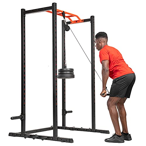 Sunny Health & Fitness Lat Pull Down Attachment for Power Racks and Cages - SF-XFA006, Black