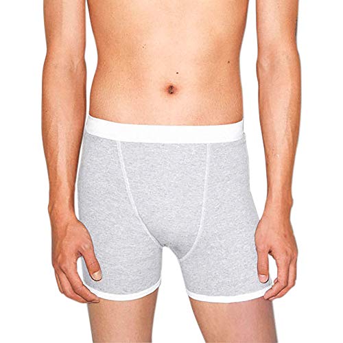 American Apparel Men's Baby Rib Boxer Brief, Heather Grey, Large