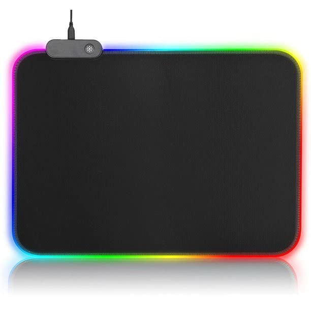 LED USB Cable Gaming Mouse Pad 12 Lighting Modes, Size: 13 x 10 inch - RGB Mousepad Led Mouse Pad - Anti Slip Rubber - Black