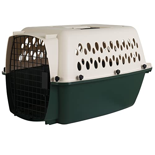 Petmate Ruffmaxx Travel Carrier Outdoor Dog Kennel, 360-degree Ventilation, 26', Almond & Green, Made in USA