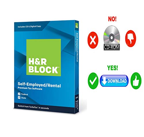HR Block Premium 2020 Tax Software For self-employed or rental property owners | 5 Fed E-File + State| [PC/MAC D0WNL0AD+CODE ONLY: Not CD]
