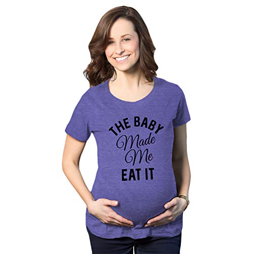 Maternity The Baby Made Me Eat It Funny Announcement Graphic Pregnancy T Shirt Funny Graphic Maternity Tee Funny Food T Shirt Funny Maternity Shirts Purple M