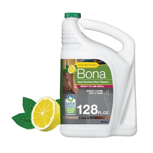 Bona Multi-Surface Floor Cleaner Refill - 128 fl oz - Lemon Mint - Residue-Free Floor Cleaning Solution Spray Mop and Spray Bottle Refill - For Use on Stone, Tile, Laminate, and Vinyl Floors