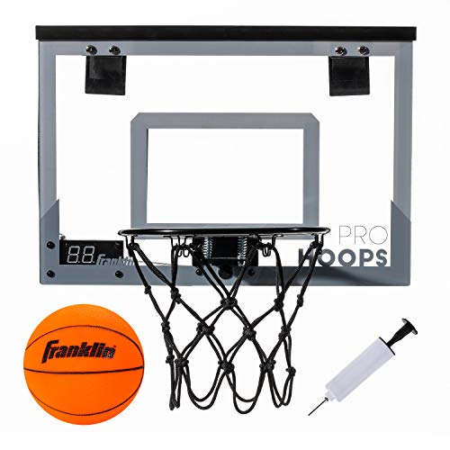 Franklin Sports Over The Door Mini LED Scoring Basketball Hoop - Slam Dunk Approved - Shatter Resistant - Accessories Included 17.75' x 12'