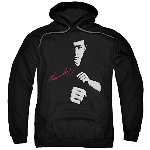 Bruce Lee Martial Arts The Dragon Awaits Adult Pull-Over Hoodie Black