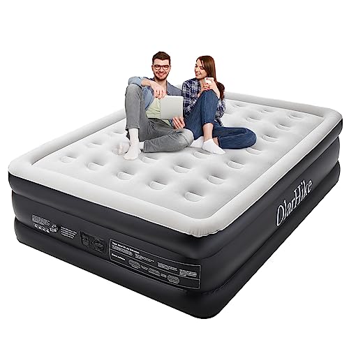 OlarHike Inflatable Queen Air Mattress with Built in Pump,16'Elevated Durable Air Mattresses for Camping,Home&Guests,Fast&Easy Inflation/Deflation Airbed,Black Double Blow up Bed,Travel Cushion,Indoor