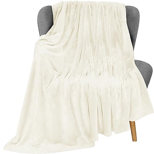 Utopia Bedding Fleece Blanket Throw Size Ivory 300GSM Luxury Fuzzy Soft Anti-Static Microfiber Bed Blanket (60x50 Inches)