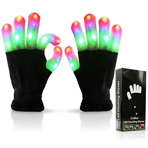 Luwint Led Light up Gloves, Cool Toys for Kids 8-12 Teen Boys Girls Adults, Fun Gifts for Rave Dance Chirstmas Birthday Party, 6 Flashing Modes