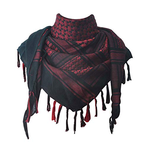 Explore Land Cotton Shemagh Tactical Desert Scarf Wrap (Black and Red)