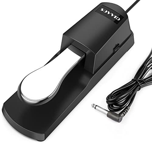 Sustain Pedal for Keyboard, Sovvid Piano Foot Pedal with Polarity Switch for Electronic Keyboards, MIDI Keyboards, Digital Pianos, Yamaha, Roland, Korg, Behringer, Moog and More, 1/4'' Input Plug