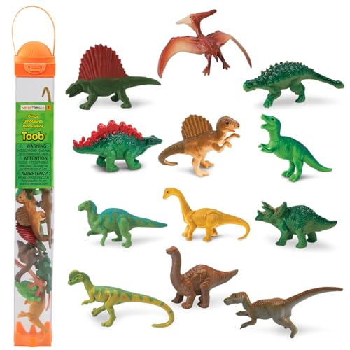 Safari Ltd. Dinos TOOB - Includes 12 Hand-Painted Mini Figurines - T-Rex, Triceratops, Velociraptor, Stegosaurus, Ankylosaurus & More - Dinosaur Toy Figures For Boys, Girls & Kids Toys for Ages 3+