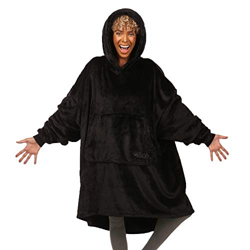 THE COMFY Dream | Oversized Light Microfiber Wearable Blanket, Seen on Shark Tank, One Size Fits All, (Black)