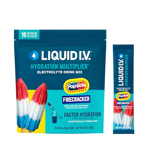 Liquid I.V. Hydration Multiplier - Popsicle Firecracker - Hydration Powder Packets | Electrolyte Powder Drink Mix | Convenient Single-Serving Sticks | Non-GMO | 16 Servings (Pack of 1)