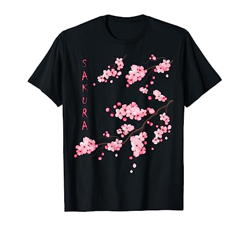 Vintage Sakura Cherry Blossom Japanese Graphical Art T-Shirt