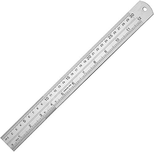 Edward Tools 12 Inch Metal Ruler - Stainless Steel SAE and MM - Straight Edge has Inches and Millimeters - 1 Foot Length - for School, Office Contractor, Home Use (1)
