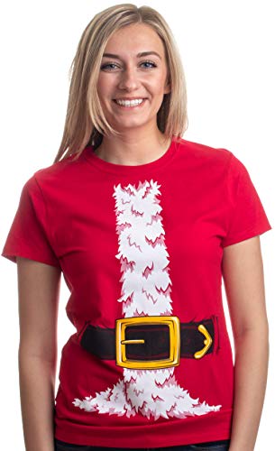 Santa Claus Costume | Jumbo Print Novelty Christmas Holiday Humor Ladies' T-Shirt-Ladies,S Red