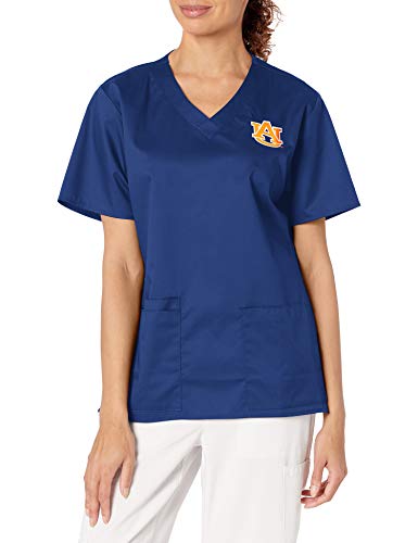 WonderWink Women's Auburn University V-Neck Top Shirt, Navy, Small