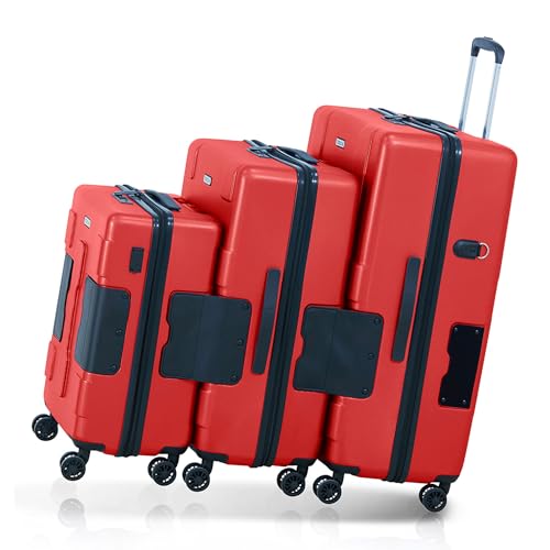 Tach V3 3-Piece Hardcase Connectable Luggage & Carryon Travel Bag Set | Rolling Suitcase with Patented Built-In Connecting System | Easily Link & Carry 9 Bags At Once (wine red)