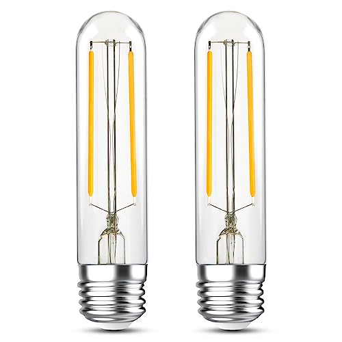 Grensk Dimmable E26 LED Tubular Light Bulbs 40Watt, 4.96 inches T10 T30 4W 400Lumens Vintage Edsion Bulbs,2700K Warm White Filament Light Bulbs for Chandelier Light or Industrial Wall Sconces,2 Pcs