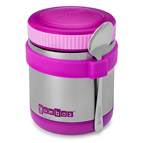 Yumbox Zuppa - Wide Mouth Thermal Food Jar 14 oz. (1.75 cups) with a removable utensil band - Triple Insulated Stainless Steel - Stays Hot 6 Hours or Cold for 12 Hours - Leak Proof (Bijoux Purple)
