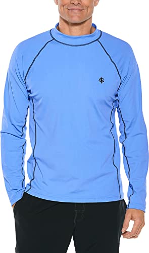 Coolibar UPF 50+ Men's Tulum Long Sleeve Surf Rash Guard - Sun Protective (Medium- Surf Blue)