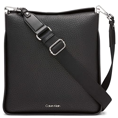 Calvin Klein Fay North/South Large Crossbody, Black/Silver,One Size