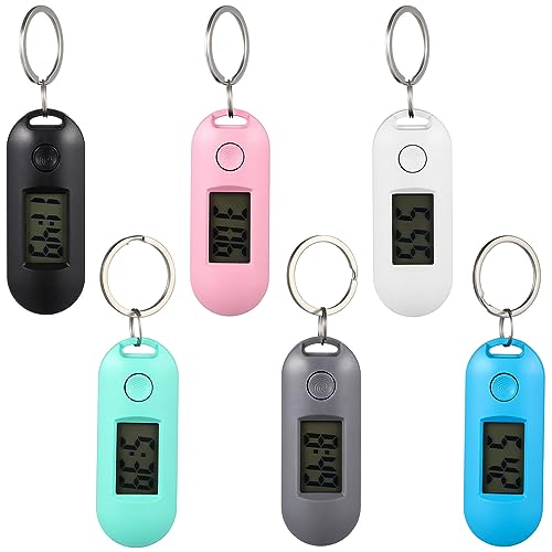 ULTECHNOVO Keychain Pocket Watches, Portable Digital Pocket Watch Clip on Small Electronic Luminous Watch with Chain Watches for Sports Backpacks Children Students(6 Pcs)