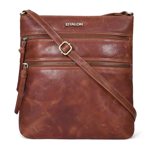 ESTALON Leather Crossbody Bags for Women - Trendy Cross body Purses for Women - Ladies Handbags - Women's Shoulder Sling Bags - Gifts for Her - Tan