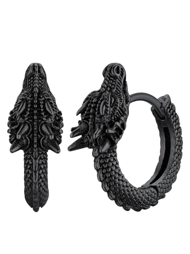 Mens Dragon Claw Earrings Gothic Piercing Huggie Hoop Earrings for Male Safe for Sensitive Ears Gift Jewelry for Bf Dad Brothers