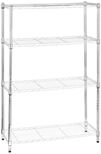 Amazon Basics 4-Shelf Adjustable, Heavy Duty Storage Shelving Unit (350 lbs loading capacity per shelf), Steel Organizer Wire Rack, Chrome Silver, 36' L x 14' W x 54' H