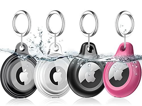 4 Pack Airtag Keychain for Apple Air Tag Holder IPX8 Waterproof Military-Grade Drop Shockproof Protective Cover Case Scratch Resistant for Pets, Dog, Keys, Cat, Luggage
