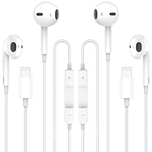 Sundix Headphone Earbuds, 2Pack [MFi Certified] iPhone Wired Earphones (Built-in Microphone & Volume Control) Noise Canceling Isolating Headphones for iPhone 14/13/12/11/SE/X/XR/XS/8/7