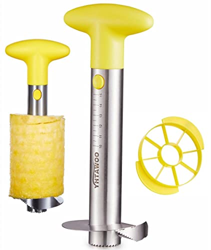 Pineapple Cutter and Corer, Pineapple Corer and Slicer Tool,[Reinforced sharp blades & Heavy duty & Durable], Yhtawoo Best Pineapple Peeler, Stainless Steel Decorer Fruit Knife, Easy Core Remover