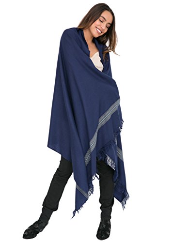 likemary Shawl Wraps for Women - Blanket Scarf - Travel Blanket - Pashmina Shawls and Wraps - Yoga Blanket - Winter Scarf - Oversized Scarf - Merino Wool Scarf - Fair Trade Gifts - Mansi Navy