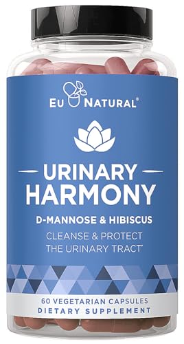 Urinary Harmony D-Mannose Supplement for Urinary Tract Health – Clinical-Strength Formula with D-Mannose & Hibiscus Cleanses and Flushes the Urinary System – 60 Fast-Acting Capsules