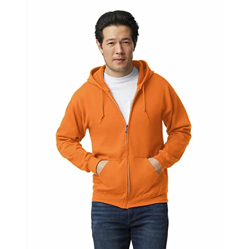 Gildan Adult Fleece Zip Hoodie Sweatshirt, Style G18600, Multipack, Safety Orange (1-pack), Large