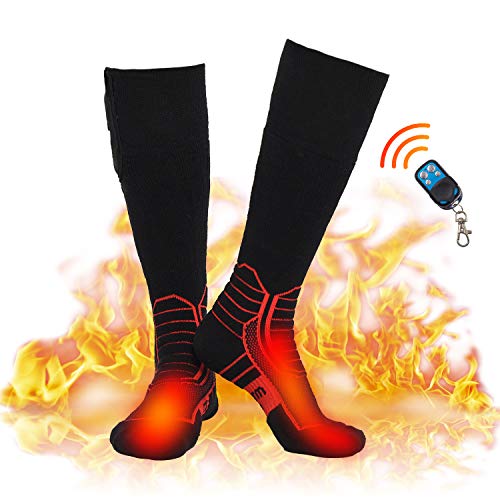 Dr.Warm Wireless Heated Socks, Remote Control 2600mAh 7.4V Rechargeable Battery Heating Sock, Thermal Ski Socks for Cold Winter Men Women Kids
