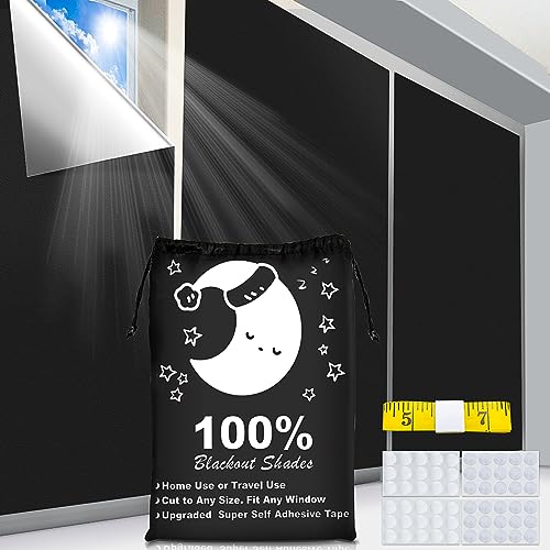 Portable Blackout Curtains, (40' x 57') Blackout Shades, 100% Portable Blackout Blinds for Any Window with 30 Pair Hook & Loop Tabs Stick-on, Temporary Blackout Shades for Baby/Travelers/Bedroom